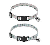 Collars for Small Dogs Release Buckle Dog Collar for Female Dogs 2 Packs Christmas Grey Polka Dot Penguin Santa Hat Christmas Grey Colorful Trees Snowflakes