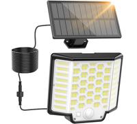Collasis Solar Lights Outdoor Garden, 186LED/3Modes 270°Upgraded Outdoor Motion Sensor Lights with 16.4Ft/5M Cable for Garden, Yard, Pathway