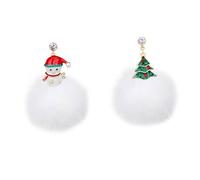 COLLBATH 1 Pair Christmas Pom Earrings Christmas Jewelry Women’s Suits Xmas Tree Earrings Fashion Ear Decors Snowman Earrings Ladies Woman Diamond Pompom Miss Environmental Zinc White