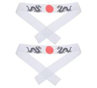 COLLBATH 1 Pair Japanese Style Samurai Karate Headbands White Cotton Decorative Head Band for Martial Arts Training and Sushi Chef Use