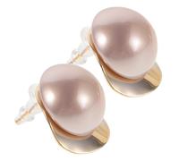COLLBATH 1 Pair Large round Disc Pearl Earrings for Women, Comfortable Statement Accessory with Plastic and Copper Material, Elegant Design Suitable for Parties and Work