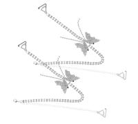 COLLBATH 1 Pair Metal Bra Straps Replacement Adjustable Butterfly Rhinestone Invisible Straps for Women Anti-Slip Decorative Dress Accessories
