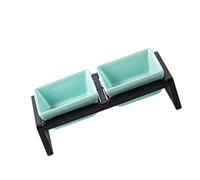 COLLBATH 1 Set Double Compartment Pet Feeding Bowl Durable Ceramic Dog Food and Water Basin Blue for Cats and Dogs Practical Design with Excellent Craftsmanship
