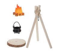 COLLBATH 1 Set Miniature Campfire for Dollhouse with Boiling Water Scene Model Versatile Outdoor Camping Decor and Guitar Playing Accessory and Micro Camping Prop