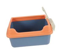 COLLBATH 1 Set Semi-Enclosed Cat Litter Box Open Tray Kitten Toilet Potty Training Pan Sturdy Plastic Easy Clean PET Supplies