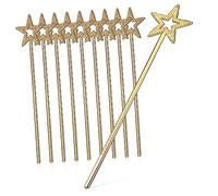 COLLBATH 10 Pcs Gold Pentagram Fairy Wand with Sparkling Rhinestones Star Design Costume Props for Dress Up Parties Christmas Halloween and Stage Performances