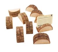 COLLBATH 10 Pcs Palm Size Semicircular Bark Card Holder Natural Wood Clamp for Office Wedding Table Number