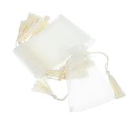 COLLBATH 10 Pcs Transparent Organza Drawstring Bags with Elegant Tassel for Jewelry Crafts and Party Favors for Celebrations and Special Occasions Empty Organza Pouches Soft