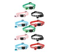 COLLBATH 10pcs Adjustable Kitten Collar with Bell and Cartoon Paw Print Lightweight Soft Breakaway Safety Buckle Cat Neckwear for Sensitive Cats Daily Wear and Party Use Colorful Red Green