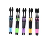 COLLBATH 10pcs Bamboo Charcoal Toothbrush Brush Slip Handle Soft Bristles Personal Care Teeth Brush Random Color