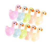 COLLBATH 10pcs Glow in the Dark Mini Resin Ducks Figurines Tiny Duck Ornaments for Micro Landscaping Fairy Garden Aquarium Decoration