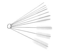 COLLBATH 10pcs Nylon Straw Cleaner Brush Set with Stainless Steel Handle White Drinking Straw Cleaning Brushes for Household Use and Reusable