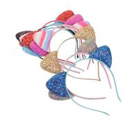 COLLBATH 10pcs Sparkly Cat Ears Headband Lightweight Candy-colored Sequins Hair Hoops for Party Halloween Masquerade Costume Accessories