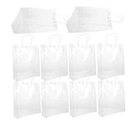COLLBATH 10pcs Transparent PVC Bags with Handles Small Clear Tote Bags for Party Favors Wedding Birthdays Retail Packaging Lightweight