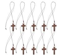 COLLBATH 10pcs Unisex Wooden Cross Pendant Necklaces Handcrafted Hypoallergenic Christian Jewelry for Women Car Mirror Hanging and Church Decor Christmas