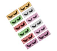 COLLBATH 12 Pairs False Eyelashes Dense Curled Fake Lashes for Eye Beauty Makeup Reusable Fiber Extensions with Mixed Yellow Green Purple Red Silver Pink Colors