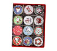 COLLBATH 12 Pcs Christmas Candy Tinplate Boxes Gift Wrapping Containers Cartoon Patterns for Cookies Snacks Party Favors