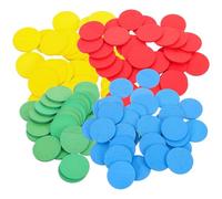 COLLBATH 128pcs Colorful Wooden Counting Chips, round Math Game Tokens Educational Counters in Red, Yellow, Blue Green, Learning Activity Game Discs for Early Childhood Teaching