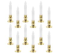 COLLBATH 12pcs 13cm LED Electric Candle Lights White Shell and Warm Yellow Glow, Simulation Flickering Fake Candle Lamps for Home Decoration and Religious Worship