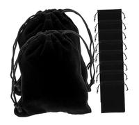 COLLBATH 12pcs Black Flannel Drawstring Bags for Jewelry Wedding Favors Candy and Small Storage Pouches with Easy Open Close Design Organizer Bundle for Retailers and Trinket Makers