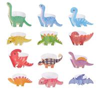 COLLBATH 12Pcs Dinosaur Themed Mini Cupcake Liners Paper Muffin Liners Small Cake Wrappers for Birthday Party Baking Accessories