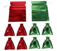 COLLBATH 12PCS Holographic Drawstring Gift Bags with Dazzling Foil Finish for Christmas Holiday Party Presents Convenient Treat Pouches with Sparkling Festival Design