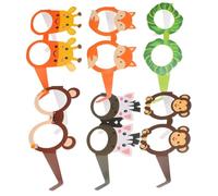 COLLBATH 12pcs Jungle Animal Paper Glasses Fun Photo Props for Birthday Parties Engaging Zoo Themed Costume Supplies for Group Photos and Social Interaction