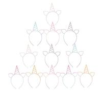 COLLBATH 12pcs Painted Unicorn Headband Glitter Horn and Ears Plastic Embellished Headband for Party Festival Cute Unicorn Hair Accessories for Birthday Favors