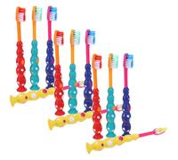 COLLBATH 12pcs Travel Toothbrush with Suction Cup Soft Bristles Manual Tooth Brush for Preschool Boys and Cartoon Design for Easy Handling and Upright Storage