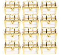 COLLBATH 12Pcs Treasure Chest Candy Boxes Plastic Bulk for Wedding Holiday Party Decorations Golden Mini Chocolate Packaging Boxes