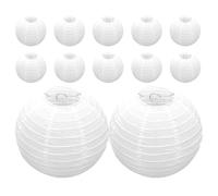 COLLBATH 12pcs White Paper Lanterns Round Collapsible DIY Blank Paper Ball Lamp Shades for Indoor Ceiling Outdoor Patio Garden Party Decorations Easy Foldable Lanterns for Christmas Year