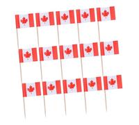 COLLBATH 150Pcs Mini Canadian Flag Toothpick Sticks Eye Catching Cupcake Toppers Fruit Picks for Canada Day Weddings Buffets Themed Parties Compact Convenient Food Flags