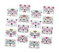 COLLBATH 16 Sheets Halloween Fluorescent Face Stickers for Temporary Neon Body Art Decals with Day Dead Designs for Cosplay and Party Decorations