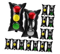 COLLBATH 16pcs Red Green Traffic Light Foil Balloons for Car Birthday Party Decorations Reusable Vehicle-themed Race Car Birthday Decor for Boys and Easy Assembly Transportation Party