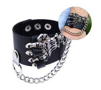 COLLBATH 1Pc Halloween Skeleton Hand Bracelet Stylish Leather Wrist Chain Unisex Gothic Accessory for Halloween Costumes and Parties Durable Design