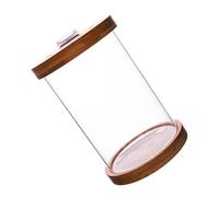 COLLBATH 1pc Landscaping Fish Tank Fish Bowl with Lid Heater LED Light LED Aquarium Bowl Mini Desktop Decor Fish Bowl Display Lamp Small Desktop Fish Tank Jar High Borosilicate Glass Brown