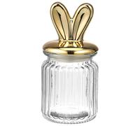 COLLBATH 1Pc Rabbit Ear Decor Glass Storage Jar Sealing Kitchen Food Container for Snacks Unique and Creative Design for Kitchen Organization and Home Use