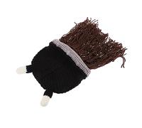 COLLBATH 1pc Viking Hat Removable Beard Fun Cosplay Headwear for Halloween Carnival Themed Parties Brown Horned Helmet Made of Safe Woolen Yarn for Friends Family Gatherings