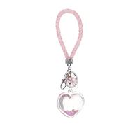 COLLBATH 1set Heart-Shaped Keychain Pendant Powder Design Bag Decoration for Girls Includes Pink Rhinestone and Silver Chain for Friends