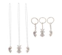 COLLBATH 1set Stainless Steel Keychain Pendant and Necklace Accessory Three Petal Heart Design for Keys Bags and Neck Decoration for Mom and Sisters