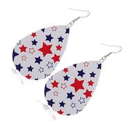 COLLBATH 2 Pairs Independence Day Leather Earrings for Women PU American Flag Studs Stylish Ear Drops for Casual and Festive Wear Eye Catching Jewelry for Ladies