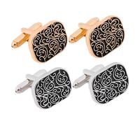 COLLBATH 2 Pairs Vintage Roman Pattern Men's Cufflinks and Tuxedo Studs Alloy Shirt Accessories for Weddings Business Special Occasions Smooth Surface Secure Fit Gold Silver