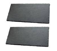 COLLBATH 2 Pcs Black Multipurpose Display Plates Heat Resistant Serving Platters with Nonslip Bottom for Sushi Desserts Steak Reusable Household Food Dishes