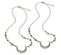 COLLBATH 2 Pcs Bohemian Hair Chain with Hollow Moon Pendant and Crystal Decoration Alloy Headpieces for Women and Vintage Style Hair Accessories for Parties Proms Halloween and Everyday