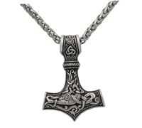 COLLBATH 2 Pcs Men's Vintage Hammer Pendant Necklace Alloy Chain Chunky Titanium