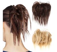 COLLBATH 2 Pcs Messy Bun Hair Pieces Elastic Hair Scrunchies for Women Extensions Comfortable Fit for Ponytail Easy to Use