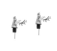 COLLBATH 2 pcs Silver Elk Head Wine Bottle Stopper with Food Grade Seal Retro Stylish Red Wine Pourer for Bottles Multi Electroplated Resistant Decorative Decanter Accessory