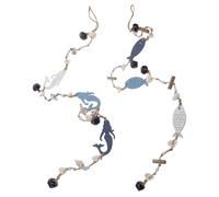 COLLBATH 2 Pieces Mediterranean Ocean Fish Wind Chimes Set with Mermaid and Fish Cluster, Creative Outdoor Hanging Wind Bell Pendant for Balcony, Garden, Patio Décor