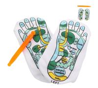 COLLBATH 2 Sets Acupressure Socks with Clear Reflexology Pattern and Elastic Fit Including Massaging Stick for Foot Relief Breathable Material Suitable for Men and Women