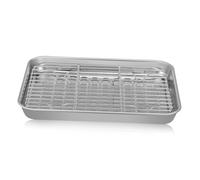 COLLBATH 2 Sets Baking Pans for Oven Trays Heavy Baking Tray Rack Versatile Roaster Fluted Pizza Pan with Holes Silver Stainless Steel